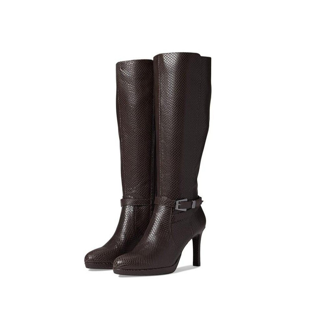 Naturalizer Womens 7.5 M Forest Brown Taeylnn Leather Dress Boots DISPLAY MZ5